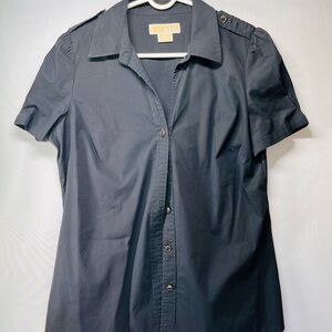 Michael Kors Black Short Sleeve Button Down Shirt‎